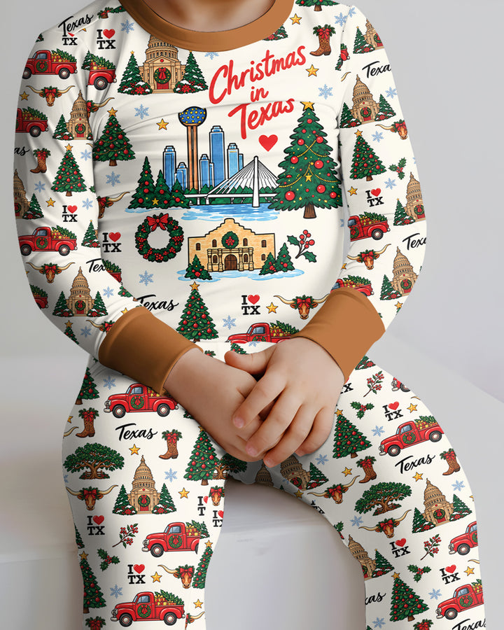 Christmas In Texas Bamboo Two Piece Long Sleeve Pajama Set