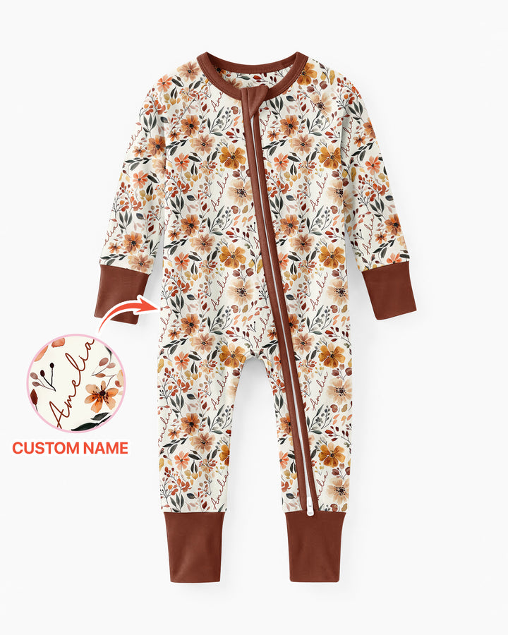 Custom Name Fall Flower Bamboo Convertible Zippy