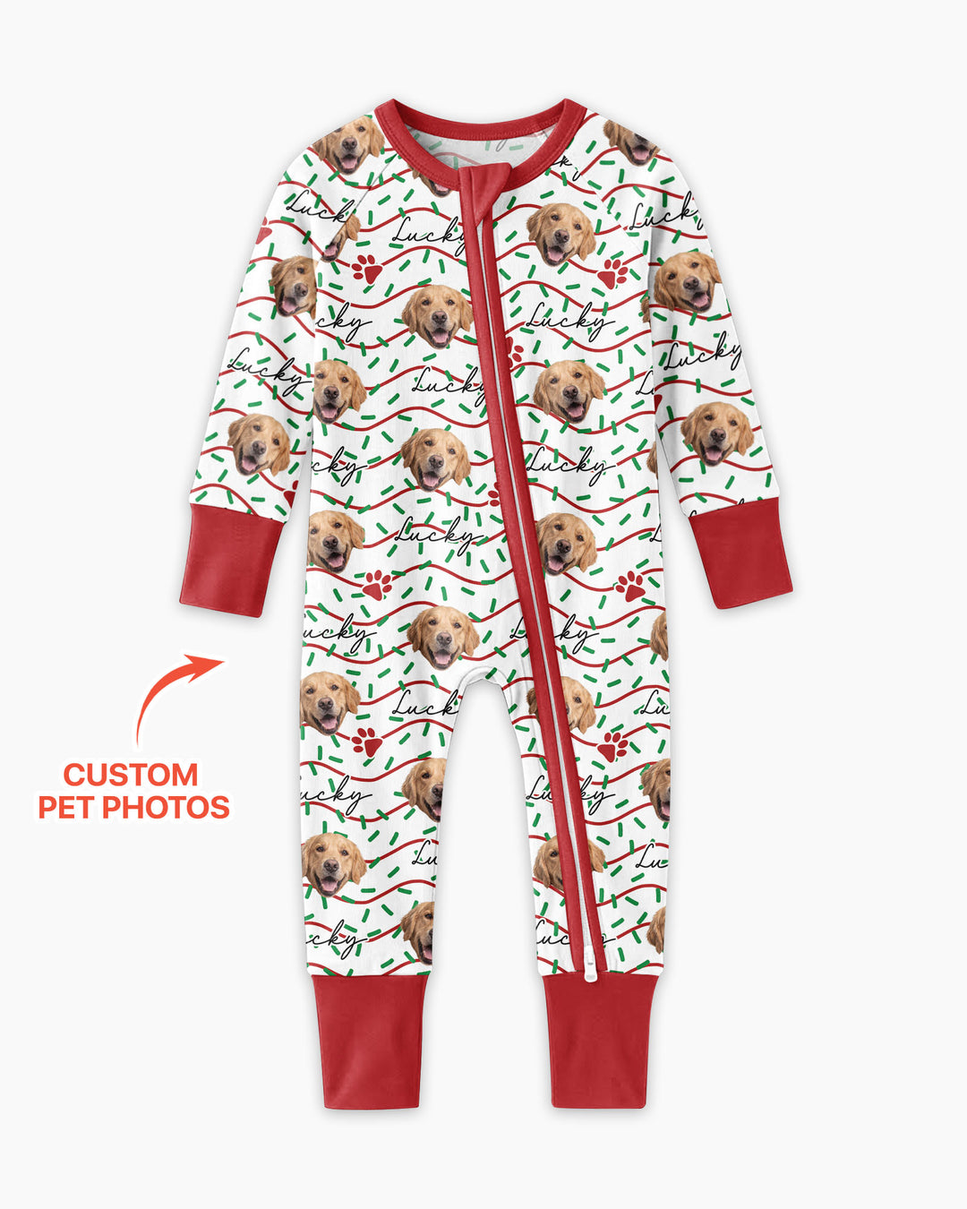Custom Pet Photo Christmas Sprinkles Bamboo Convertible Zippy