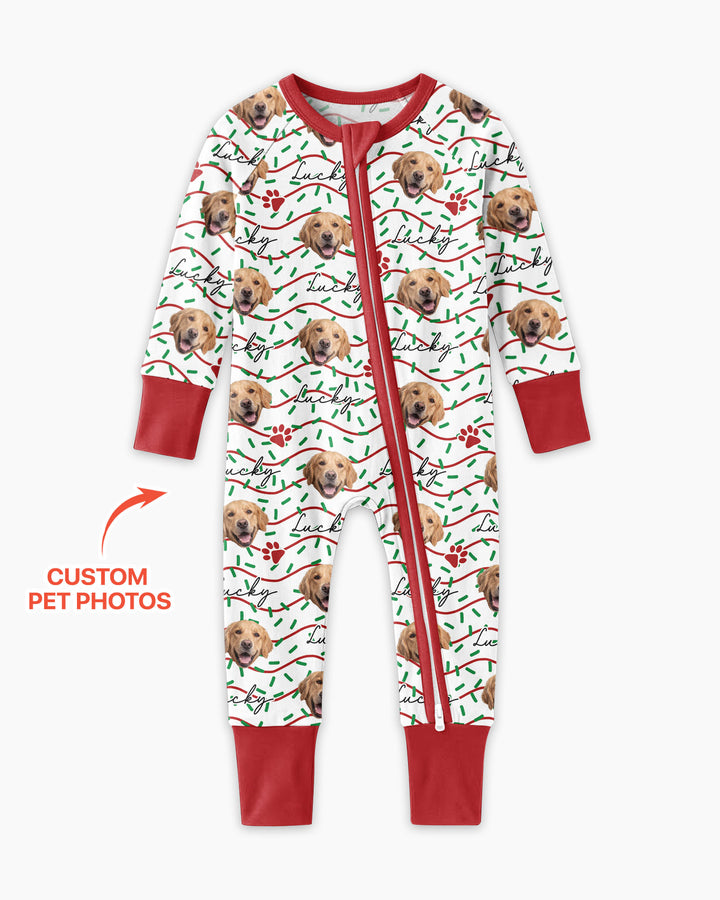 Custom Pet Photo Christmas Sprinkles Bamboo Convertible Zippy