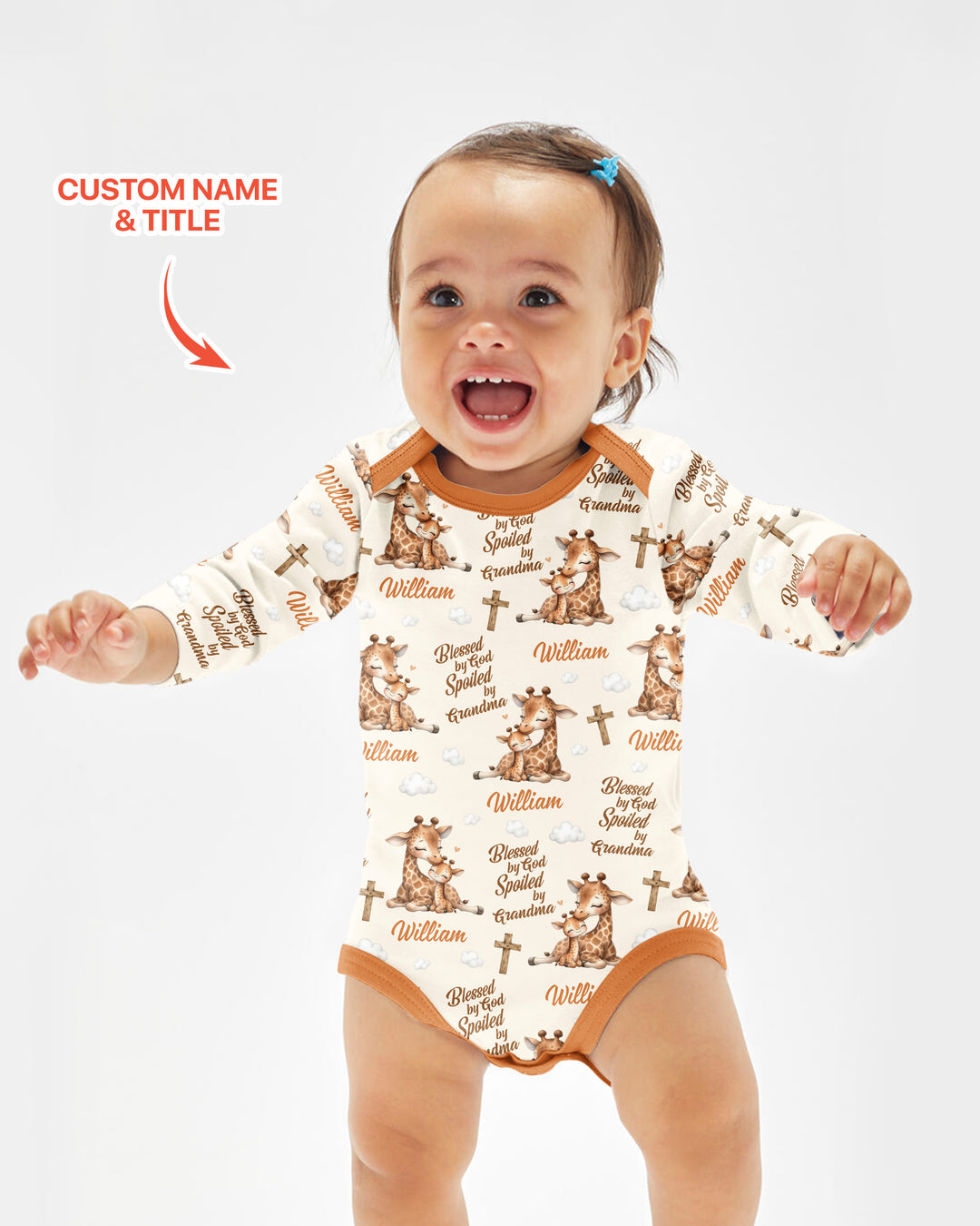 Custom Name Blessed By God Spoiled By Grandma Bamboo Bodysuit
