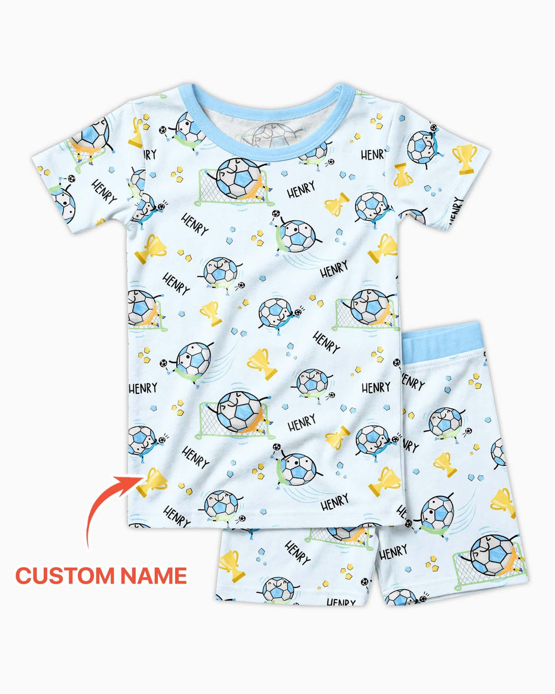 Custom Name Soccer Dad Team Matching Bamboo Two Piece Short Sleeve Shorts Pajama Set
