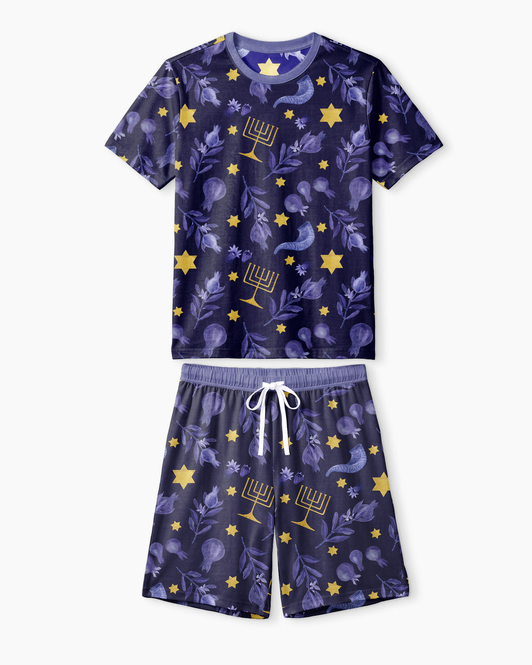 Rosh Hashanah Night Family Matching Bamboo Men Short Sleeve Short Pajama Set