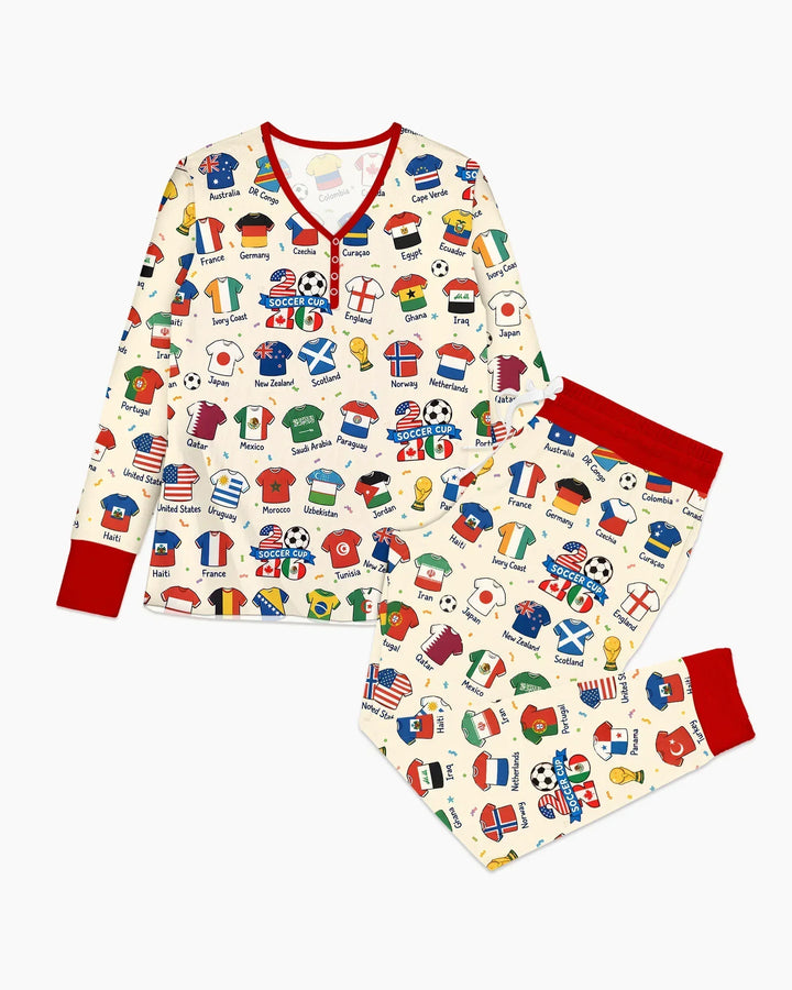 2026 Soccer World Jersey Flag Bamboo Women Pajama Set