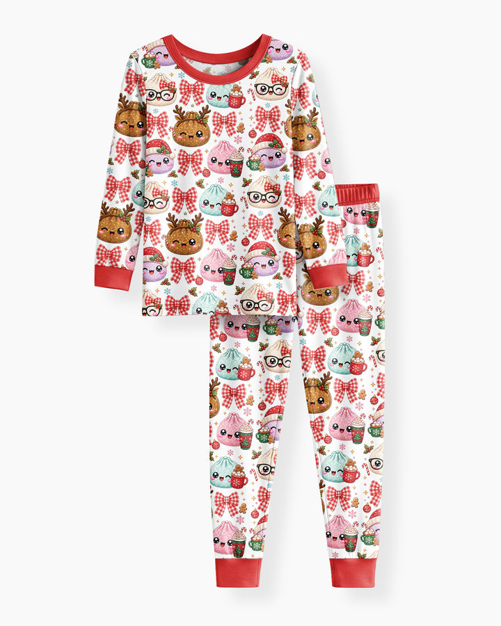 Merry Glitter Dumpling Bamboo Two Piece Long Sleeve Pajama Set
