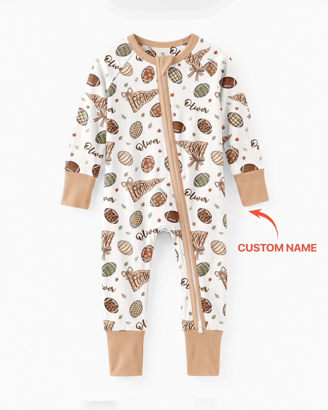 Custom Name Football Fall Season Bamboo Convertible Zippy