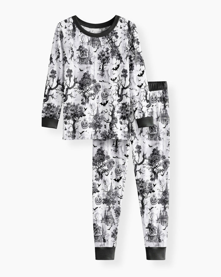 Gothic Halloween Chinoiserie Bamboo Two Piece Long Sleeve Pajama Set