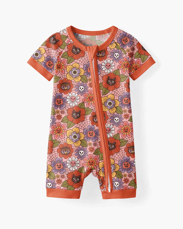 70s Halloween Floral Bamboo Shorty Zippy
