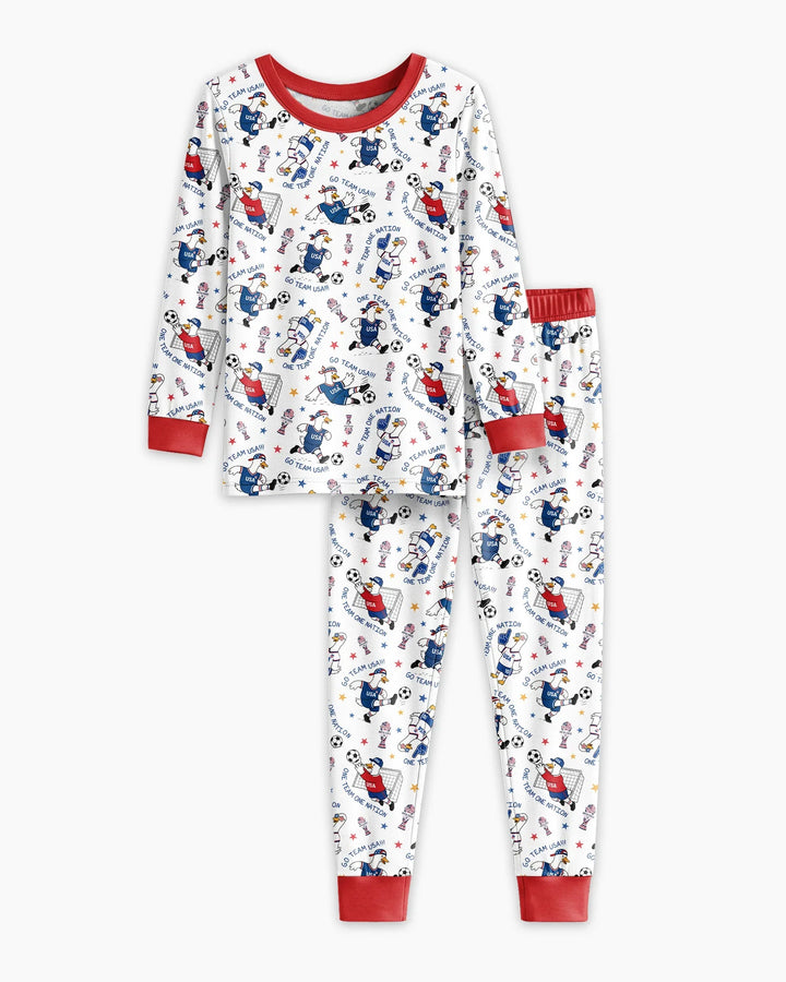 USA Soccer Goose Family Matching Bamboo Two Piece Long Sleeve Pajama Set