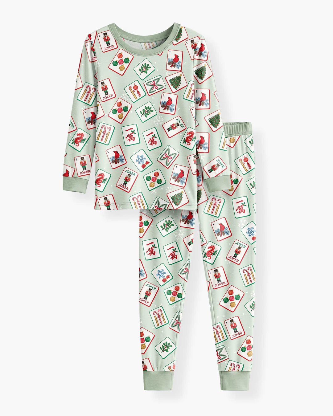 Christmas Mahjong  Bamboo Two Piece Long Sleeve Pajama Set