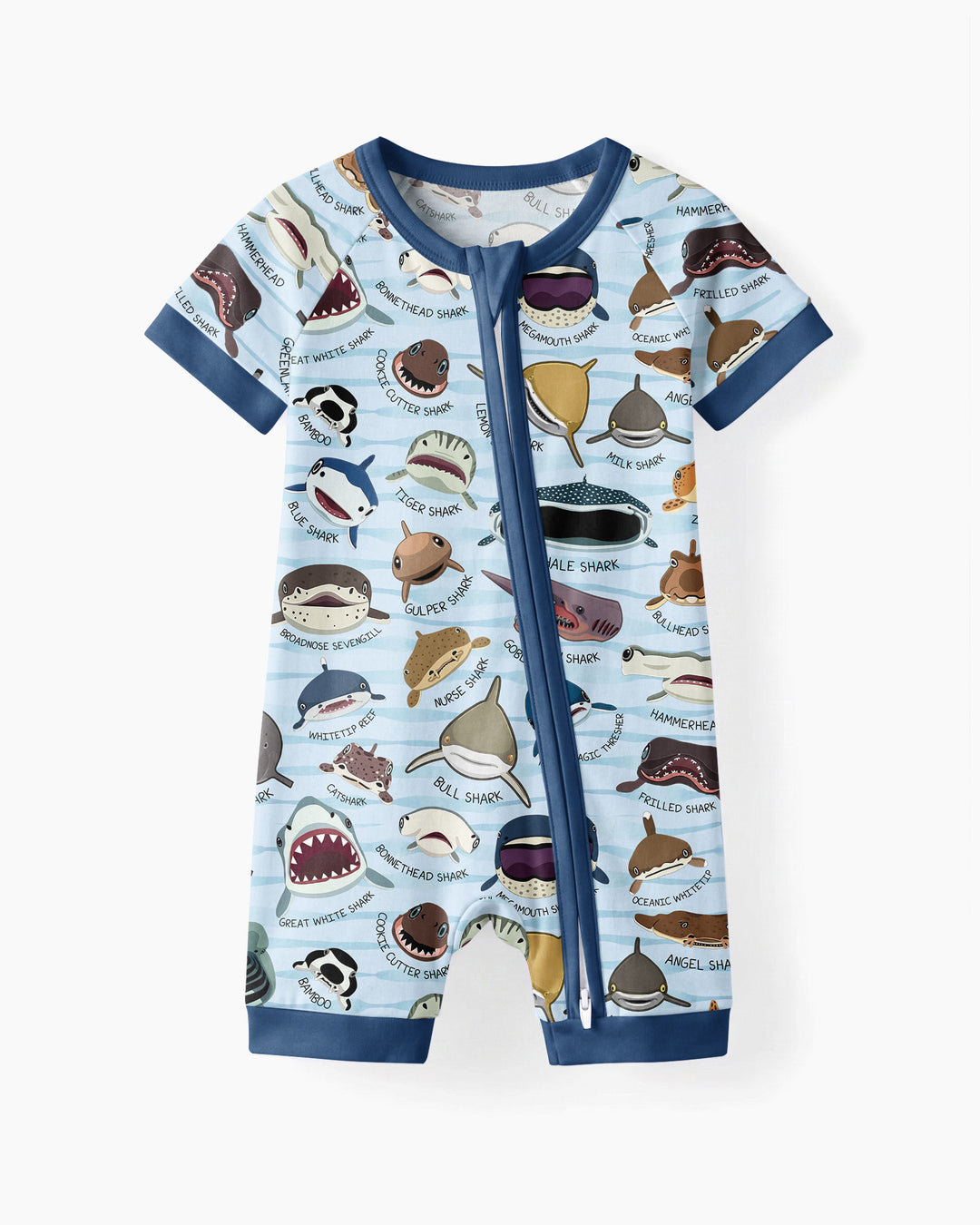 Shark Faces Bamboo Shorty Zippy