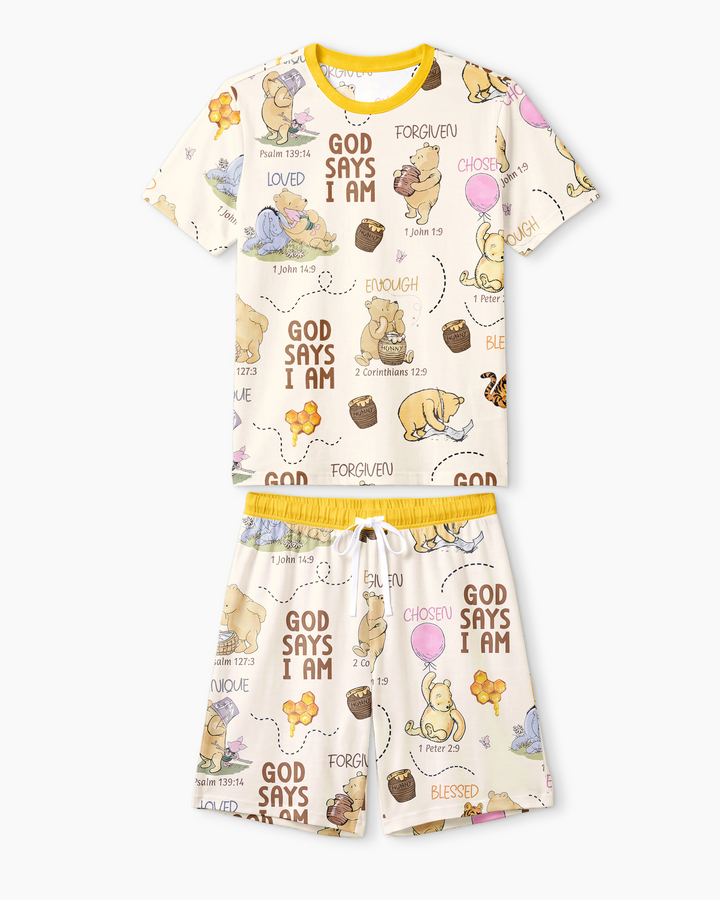 God Says I Am – Little Blessings Bamboo Men Short Sleeve Short Pajama Set