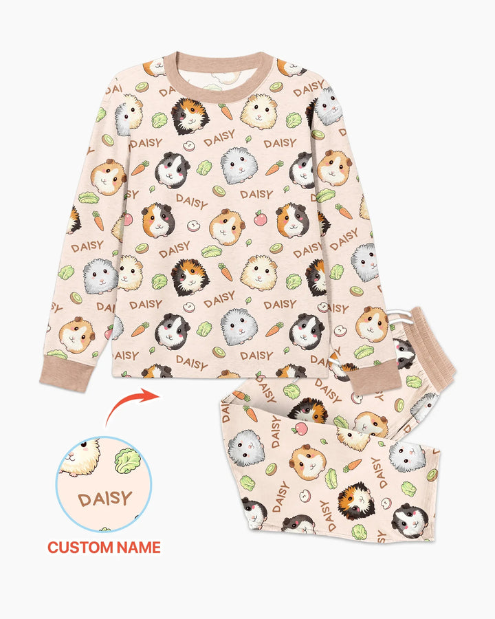 Custom Name Cute Guinea Pigs Bamboo Men's Pajama Set