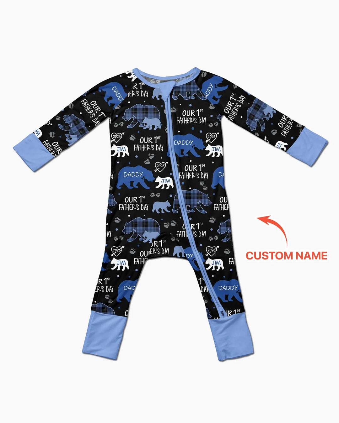 Our 1st Father's Day Daddy Bear & Me Matching Bamboo Convertible Zippy