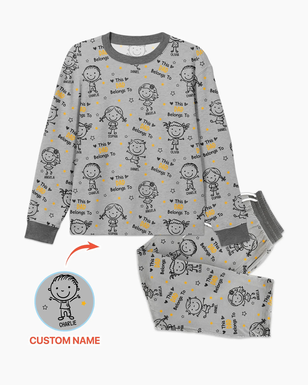 Custom Name This Dad Belongs To Doodle Bamboo Men's Pajama Set