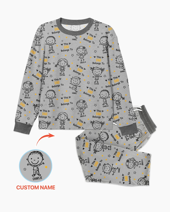 Custom Name This Dad Belongs To Doodle Bamboo Men's Pajama Set