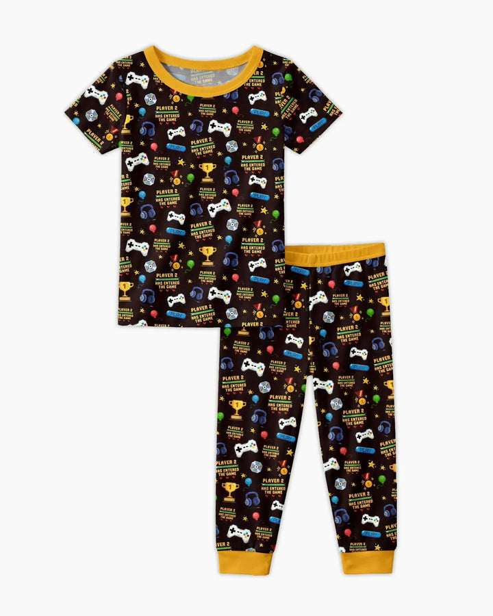 Leveled Up Daddy & Me Matching Bamboo Two Piece Short Sleeve Shorts Pajama Set