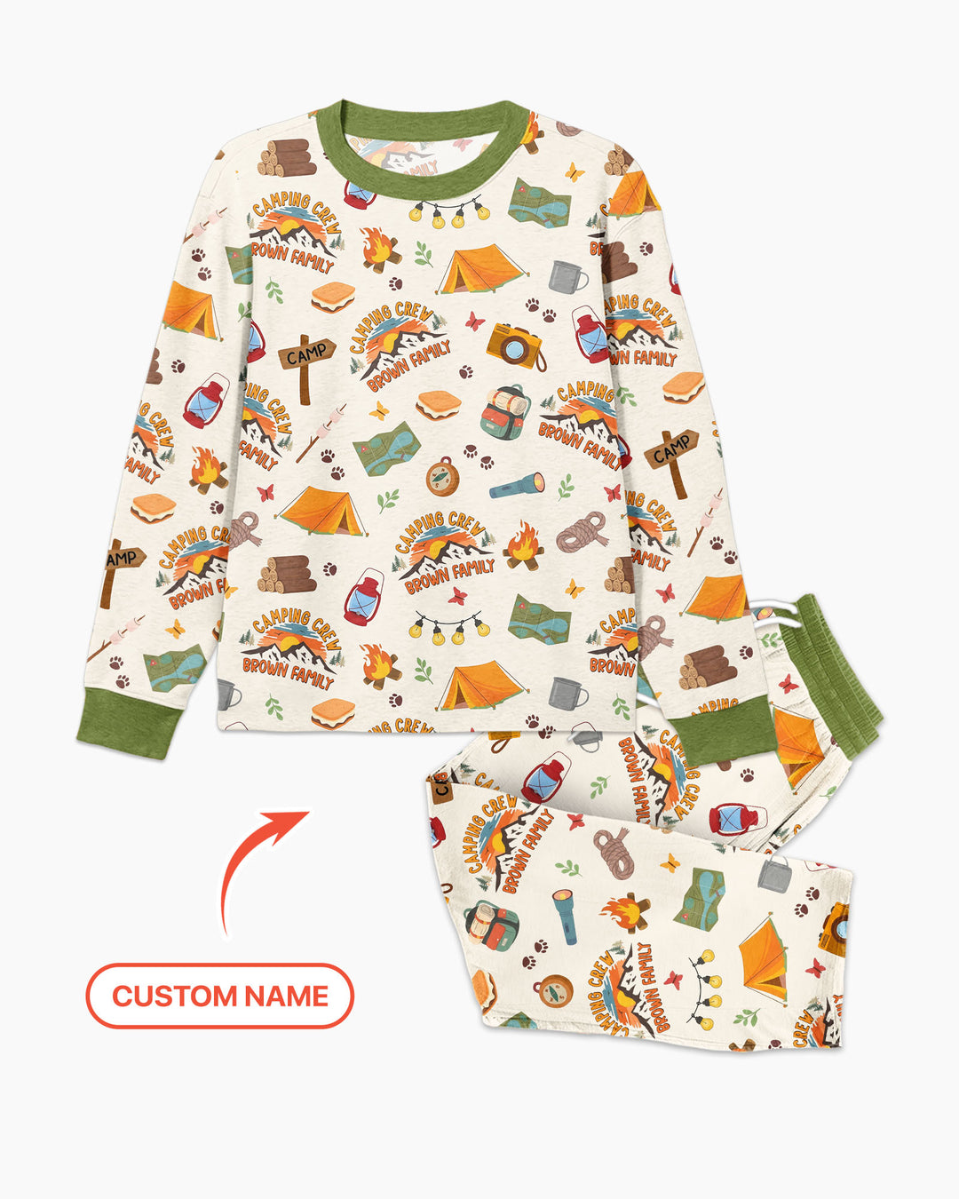 Custom Name Camping Crew Family Matching Bamboo Men's Pajama Set