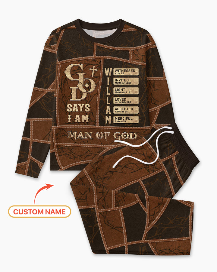 Personalized God Says I Am Letter In Bible Bamboo Men's Pajama Set