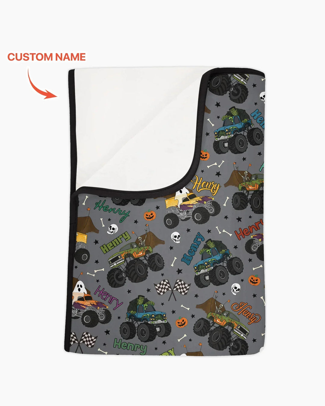 Custom Name Halloween Creepy Crusher Family Matching Bamboo Blanket