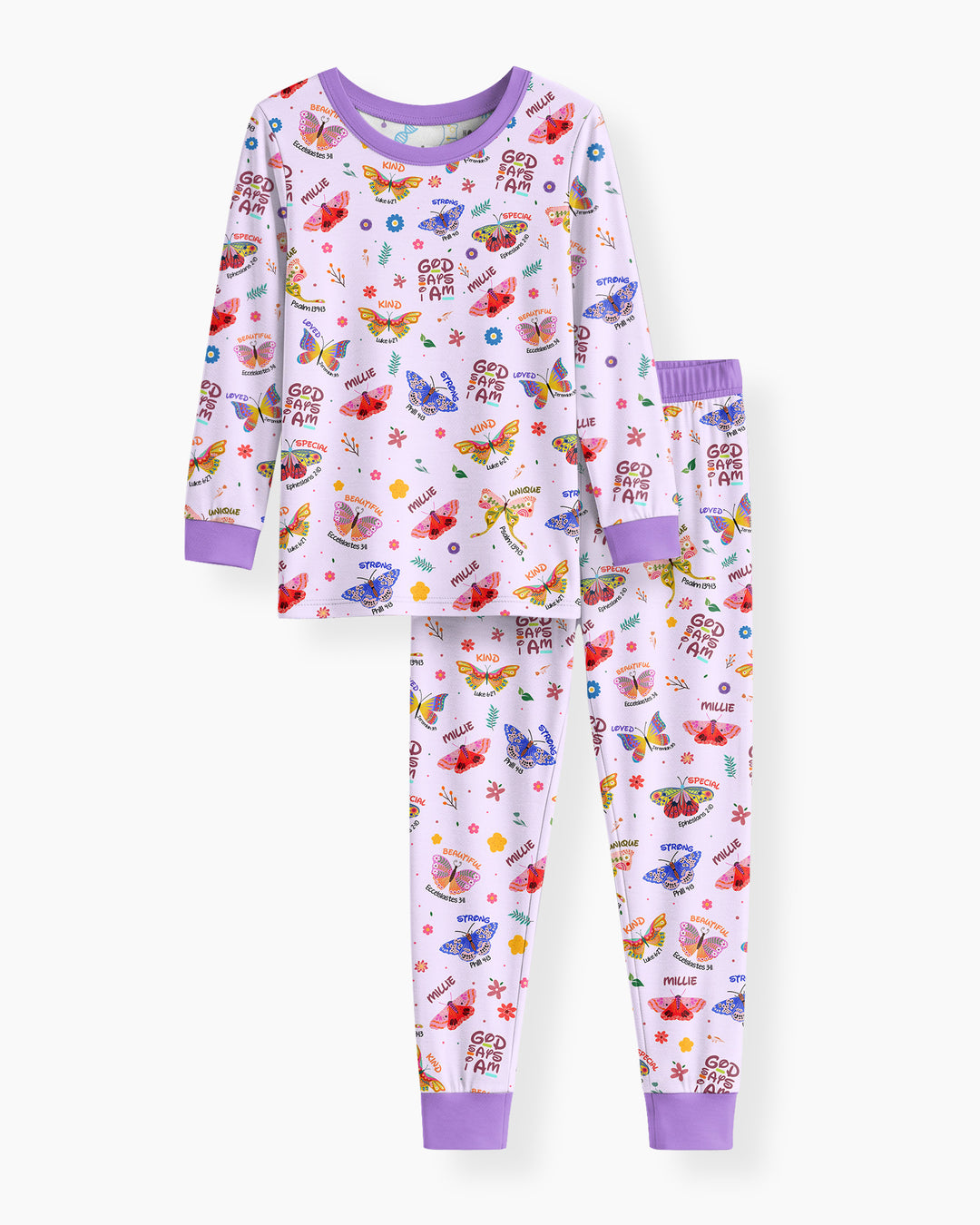 Custom Name God says I am Butterfly Bamboo Two Piece Long Sleeve Pyjamas Set