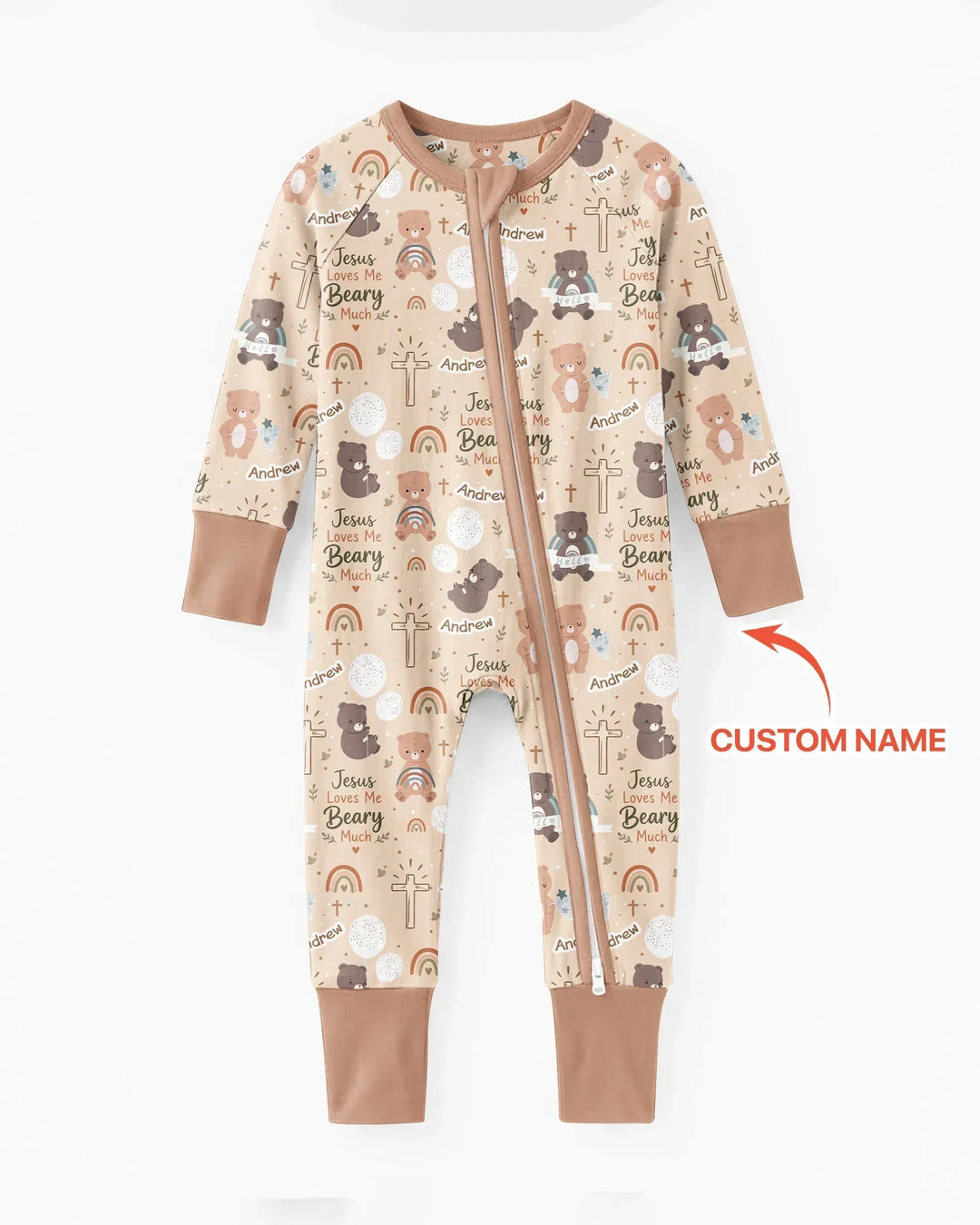 Custom Name Jesus Loves Me Beary Much Bamboo Convertible Zippy