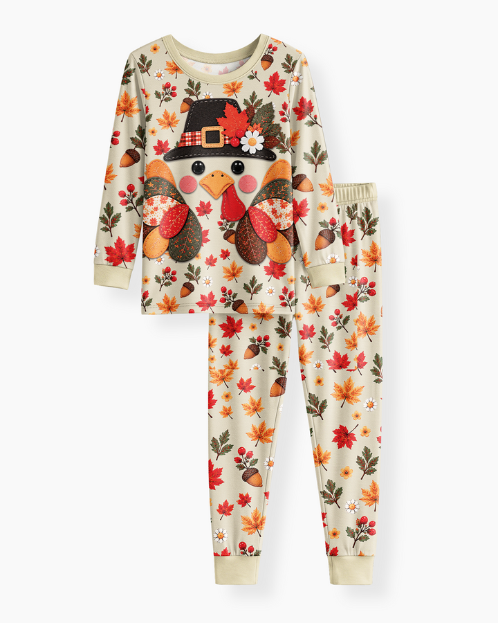 Thanksgiving Turkey Ugly  Bamboo Two Piece Long Sleeve Pajama Set