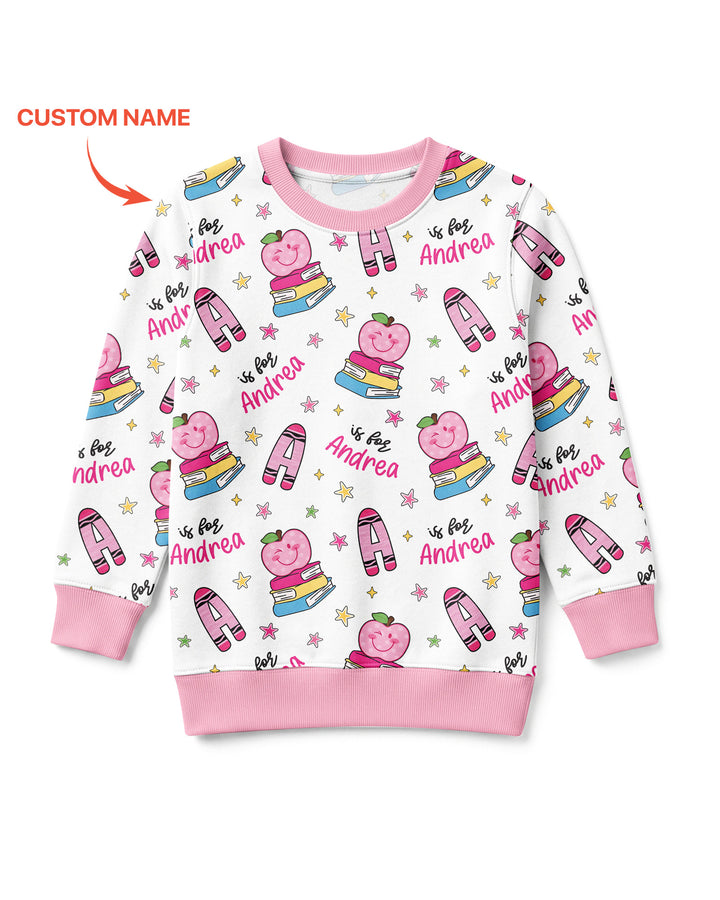 Custom Name Crayon Alphabet Bamboo Crewneck Sweatshirt