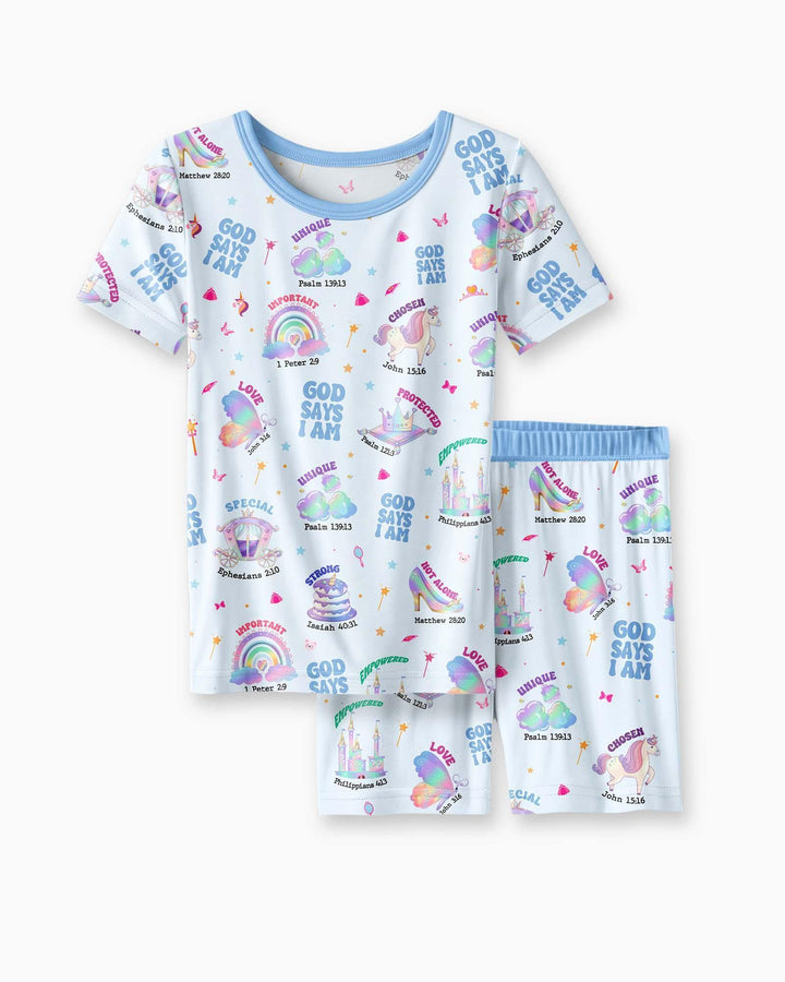 God Says I Am Girl Bamboo Two Piece Short Sleeve Shorts Pyjamas Set