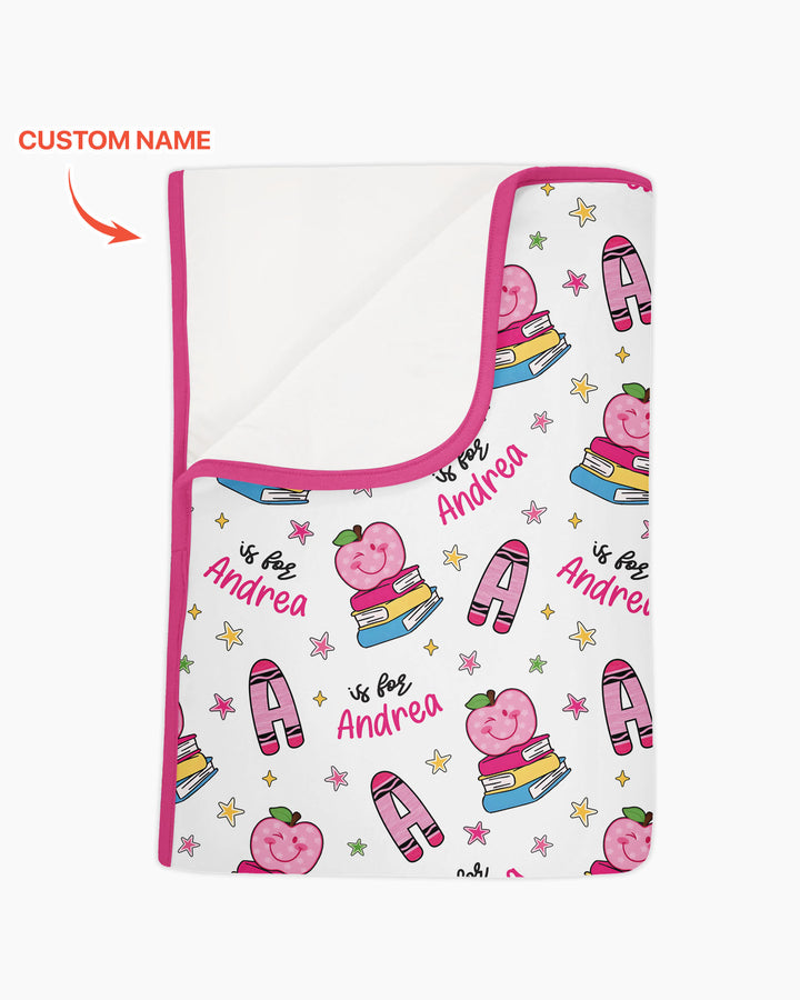 Custom Name Crayon Alphabet Bamboo Blanket
