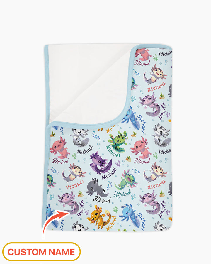 I Love You Axolotl Custom Name Bamboo Blanket