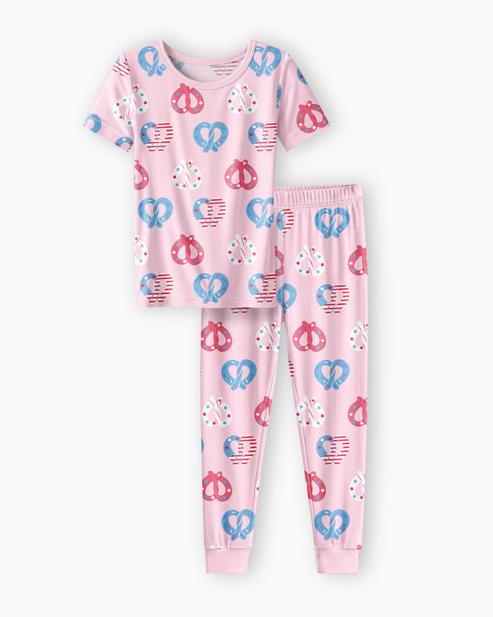 4th of July Pretzel  Bamboo Two Piece Short Sleeve Pajama Set