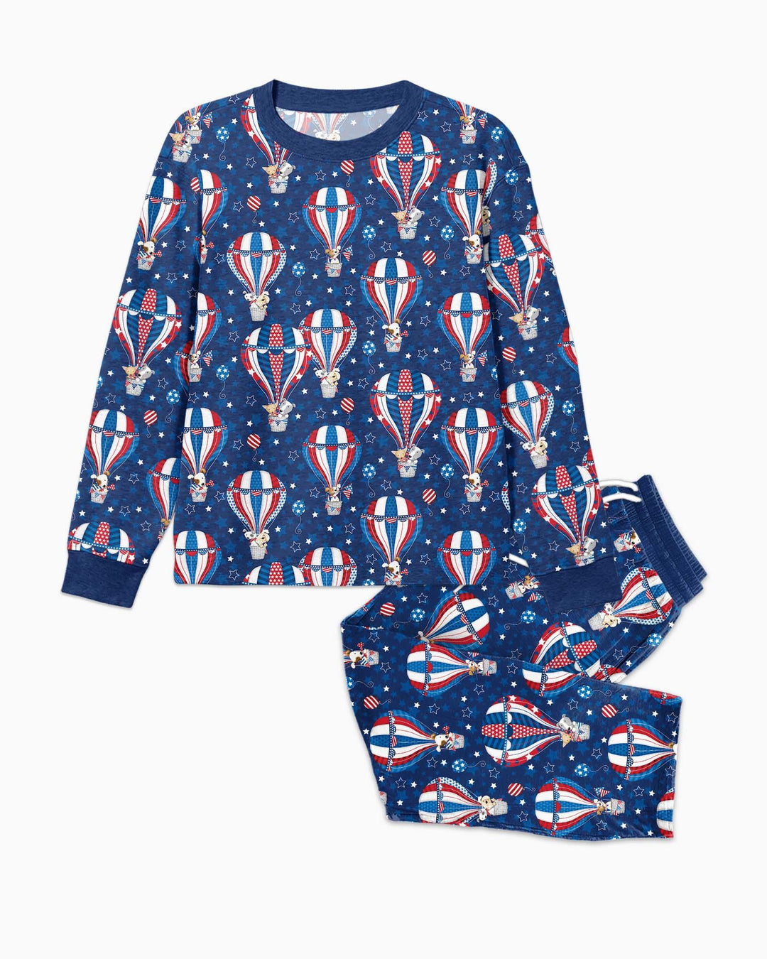 Patriotic Pups in Hot Air Balloons Family Matching Bamboo Men's Pajama Set