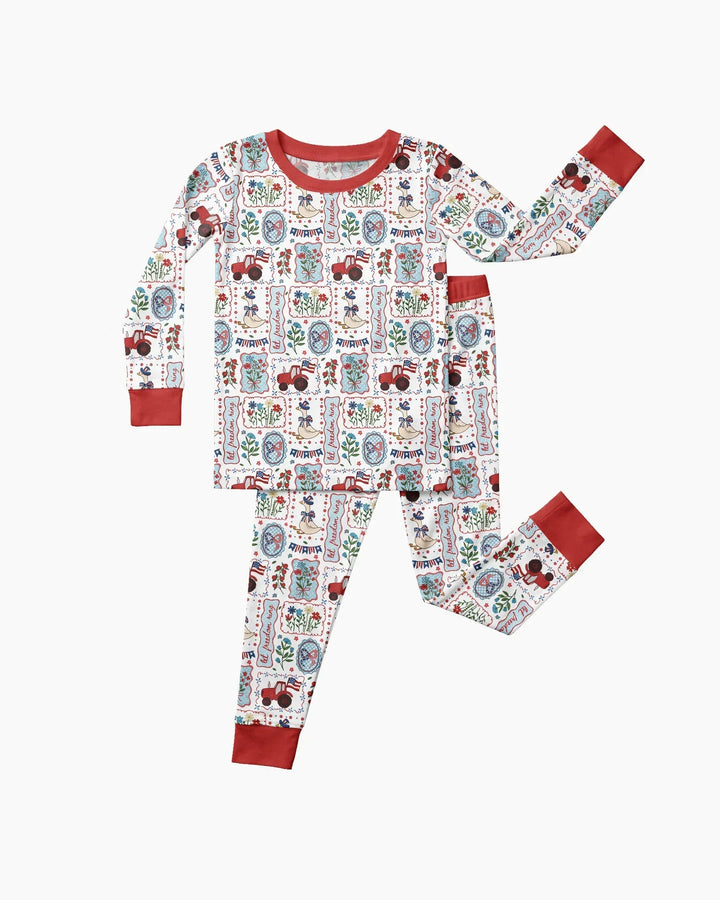 Patriotic USA Silly Goose Family Matching Bamboo Two Piece Long Sleeve Pajama Set