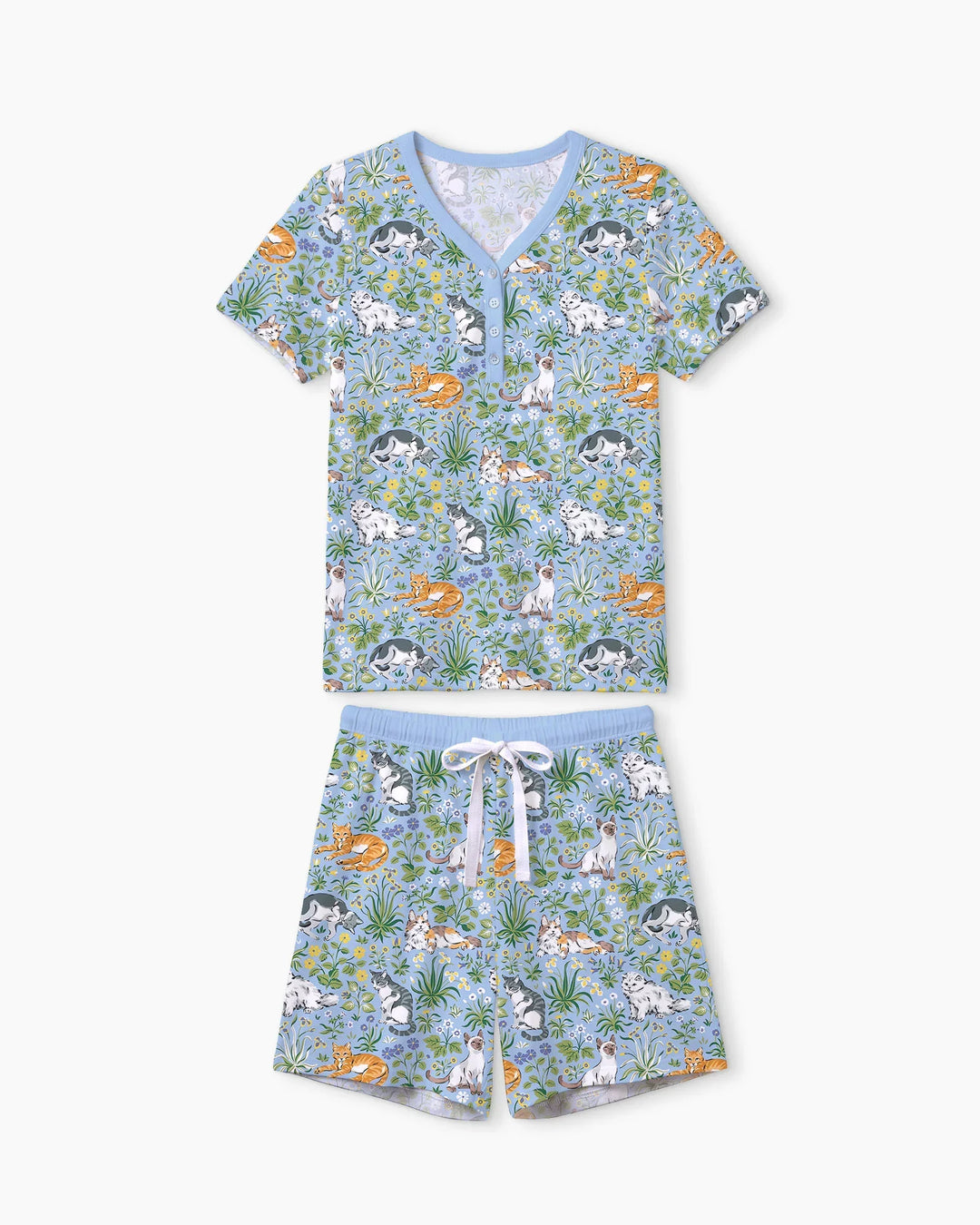 Kitten Garden Family Matching Bamboo Women Short Pajama Set