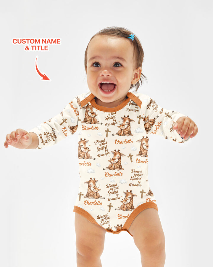 Custom Name Blessed By God Spoiled By Grandma Bamboo Bodysuit