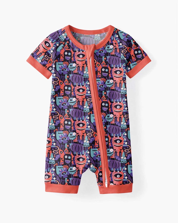 Halloween Multi Eyed Monsters Bamboo Shorty Zippy