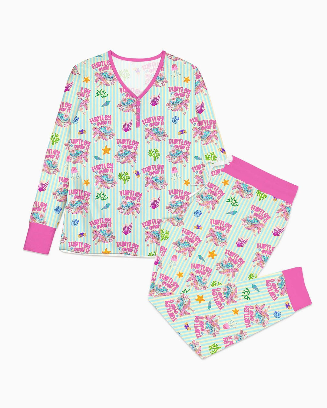 Turtley Over It Family Matching Bamboo Women Pajama Set