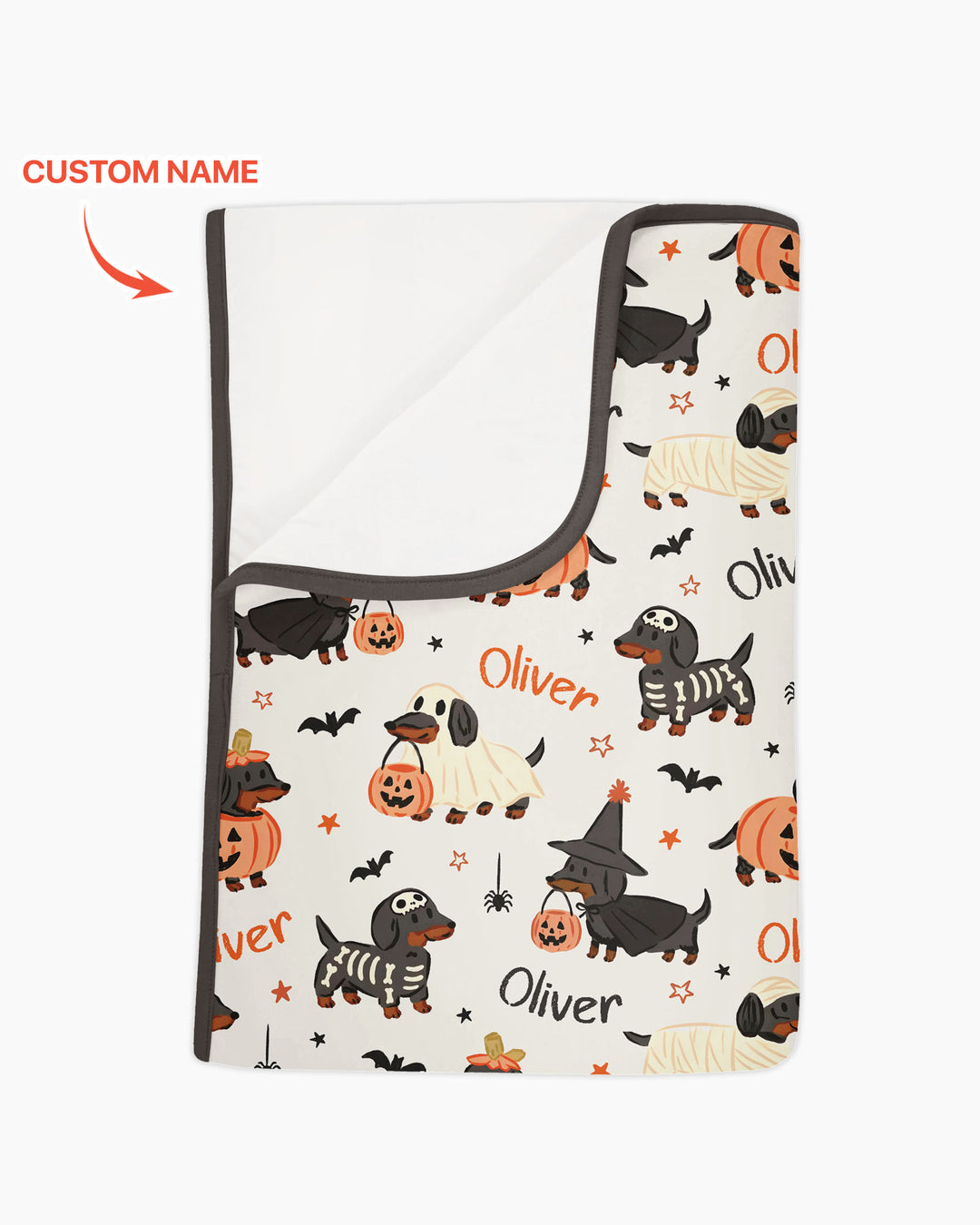 Orange and Black Dachshund Bamboo Blanket