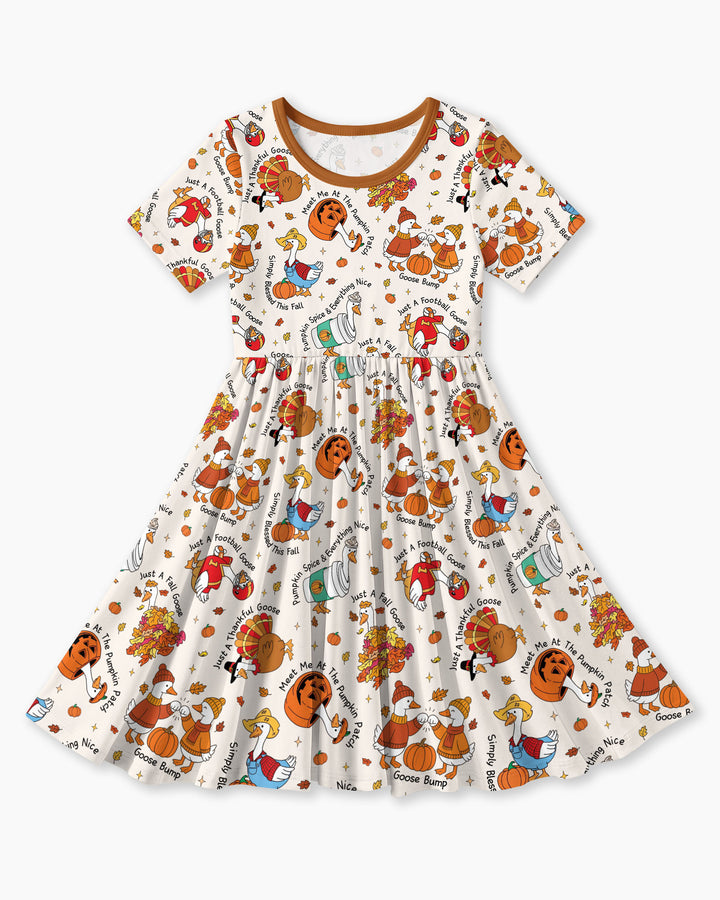 Just A Fall Goose Family Matching Bamboo Twirl Dress