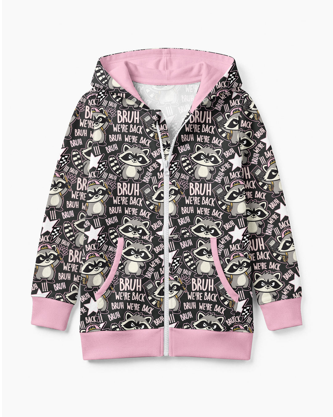 Bruh We're Back Raccoon Bamboo Zip Hoodie
