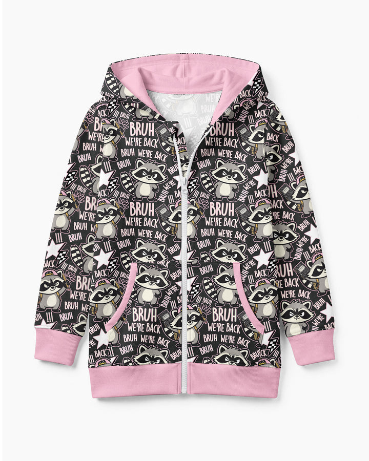 Bruh We're Back Raccoon Bamboo Zip Hoodie