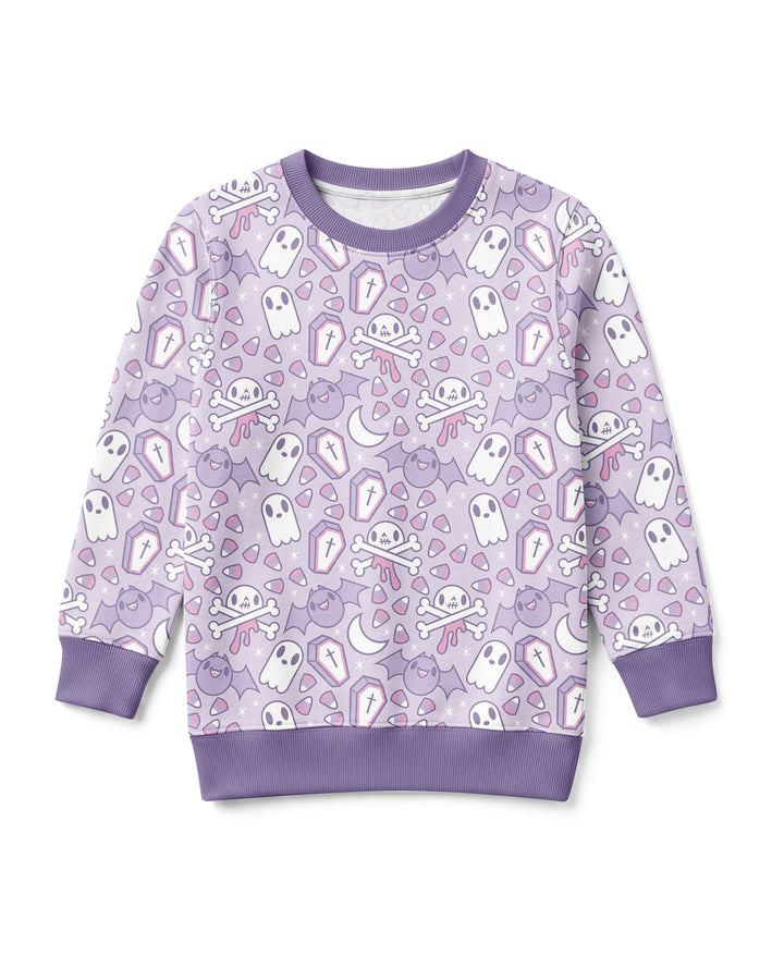 Cute Ghost Halloween Pastel Purple Spooky Bamboo Crewneck Sweatshirt