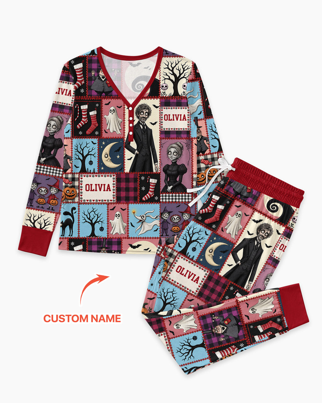 Vertical Halloween Bamboo Women Pajama Set