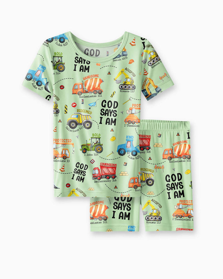 God Says I Am Boy Bamboo Two Piece Short Sleeve Shorts Pyjamas Set