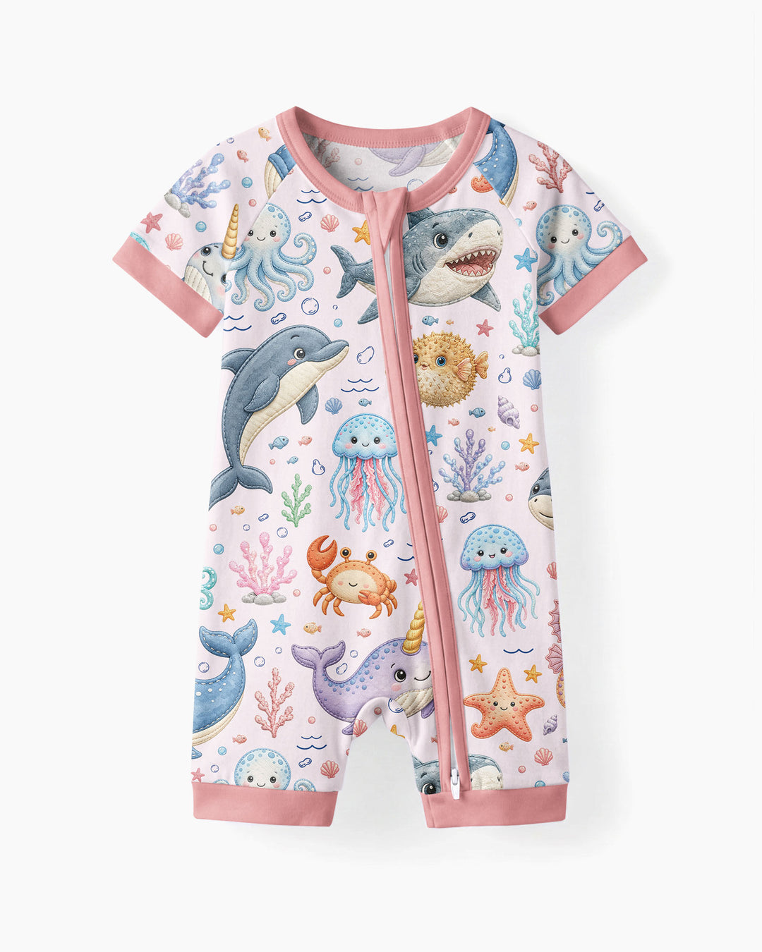 Cute Ocean Animals Bamboo Shorty Zippy