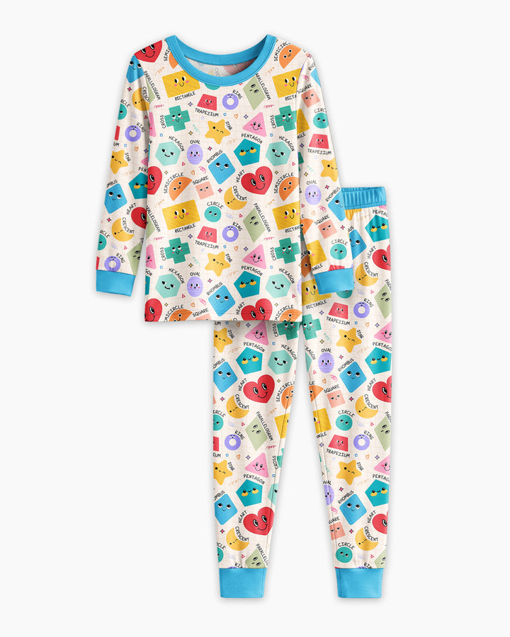 Happy Shape Squad Family Matching Bamboo Two Piece Long Sleeve Pajama Set