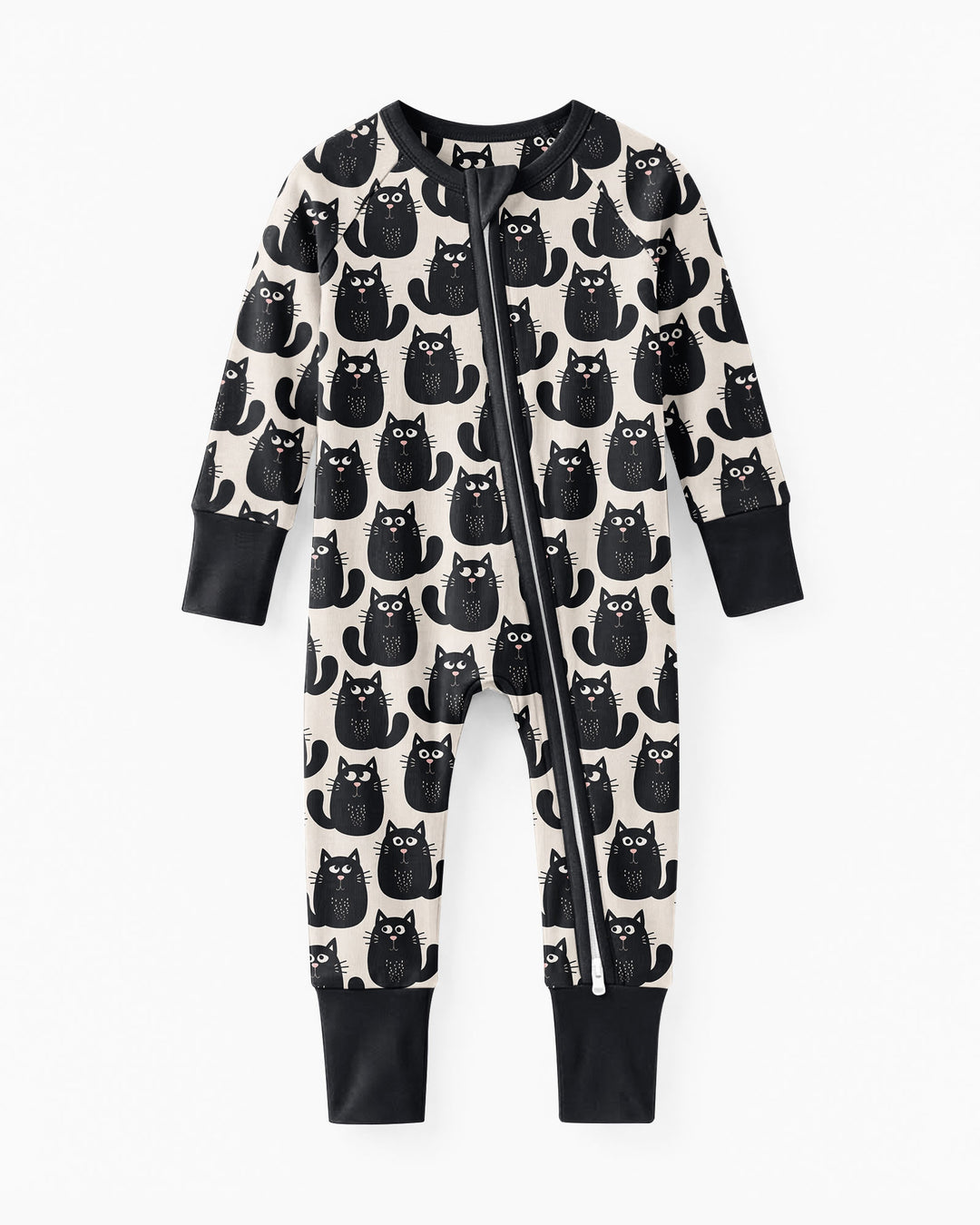 Moody Black Cats in Black and White Bamboo Convertible Zippy