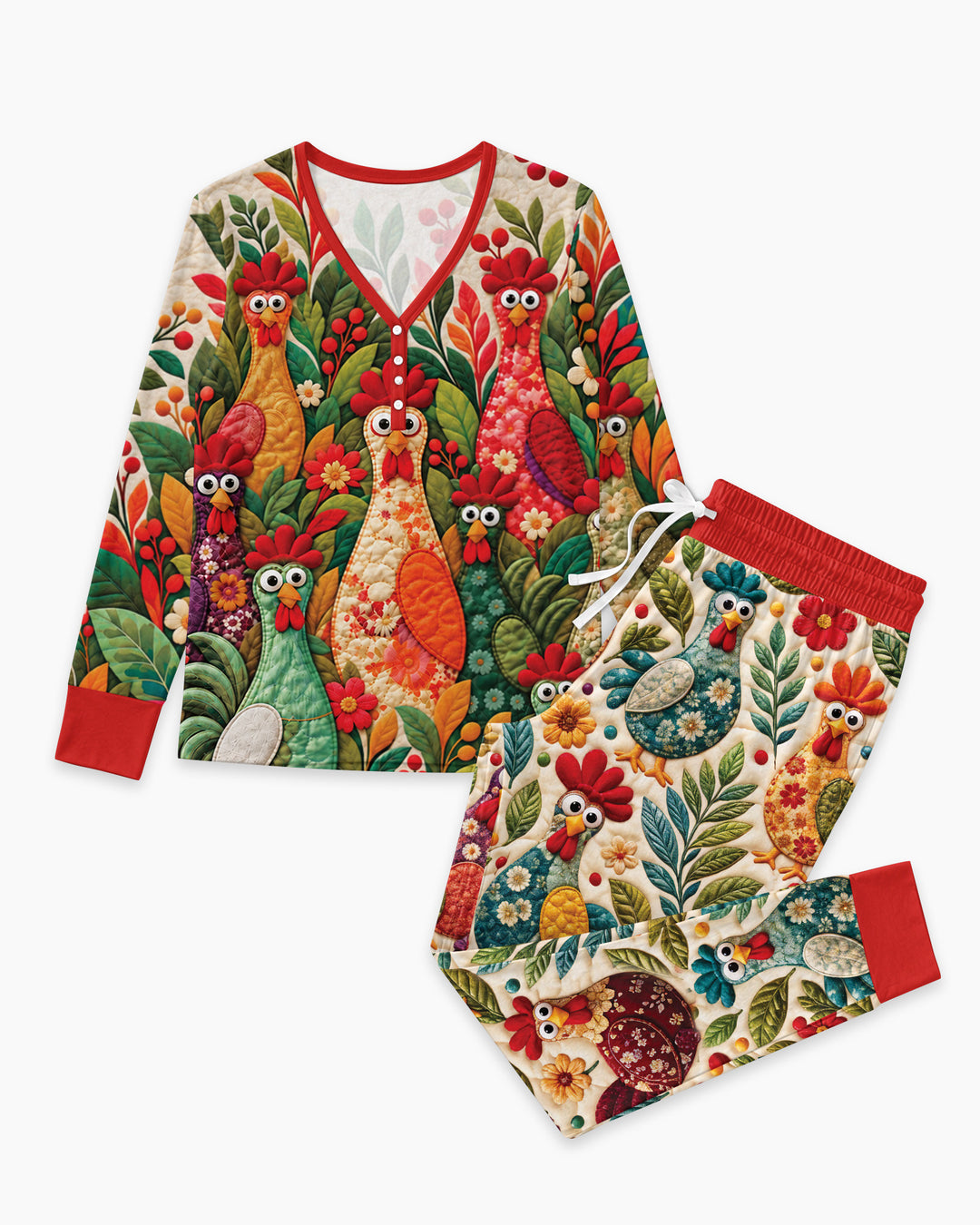 Funny Chicken Bamboo Women Pajama Set