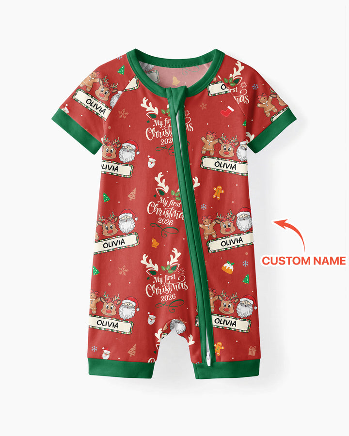 Custom Name Merry Christmas My Deer 2026 Bamboo Shorty Zippy